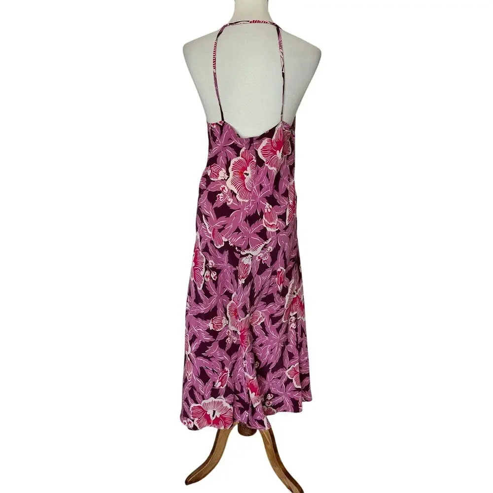 Equipment Pink Silk Midi Slip Dress Size 14 Hawaiian Vacation Designer $425 - Picture 7 of 10